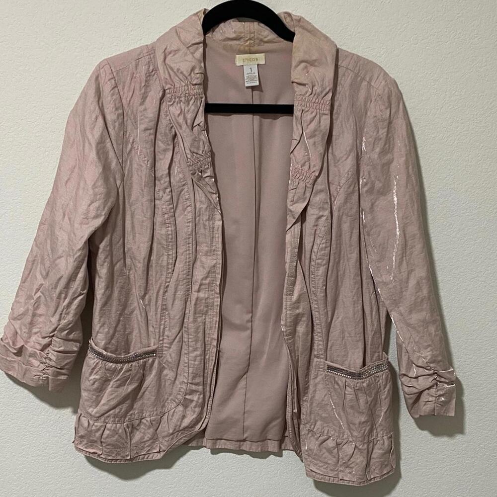 Shimmer Shiny Blush Pink Women's Jacket Metallic Y2K Glam Cocktail
